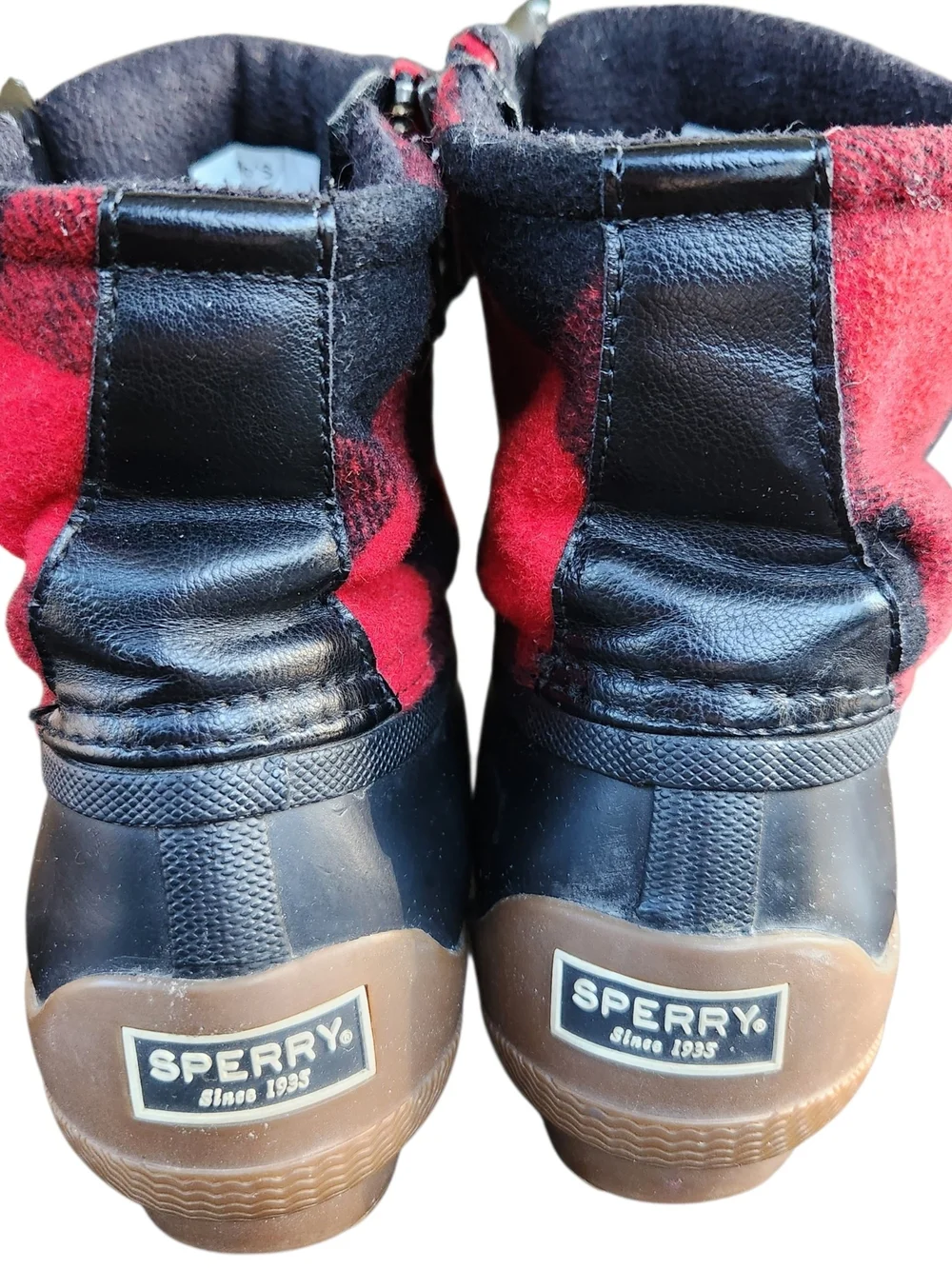 Sperry Topsider Saltwater Duck Lug Boot Waterproof Buffalo Check Plaid Size 8.5